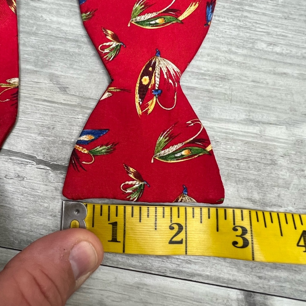 Burberry Red Fishing Fish Lure Hook Pattern Silk Bowtie - Picture 4 of 4
